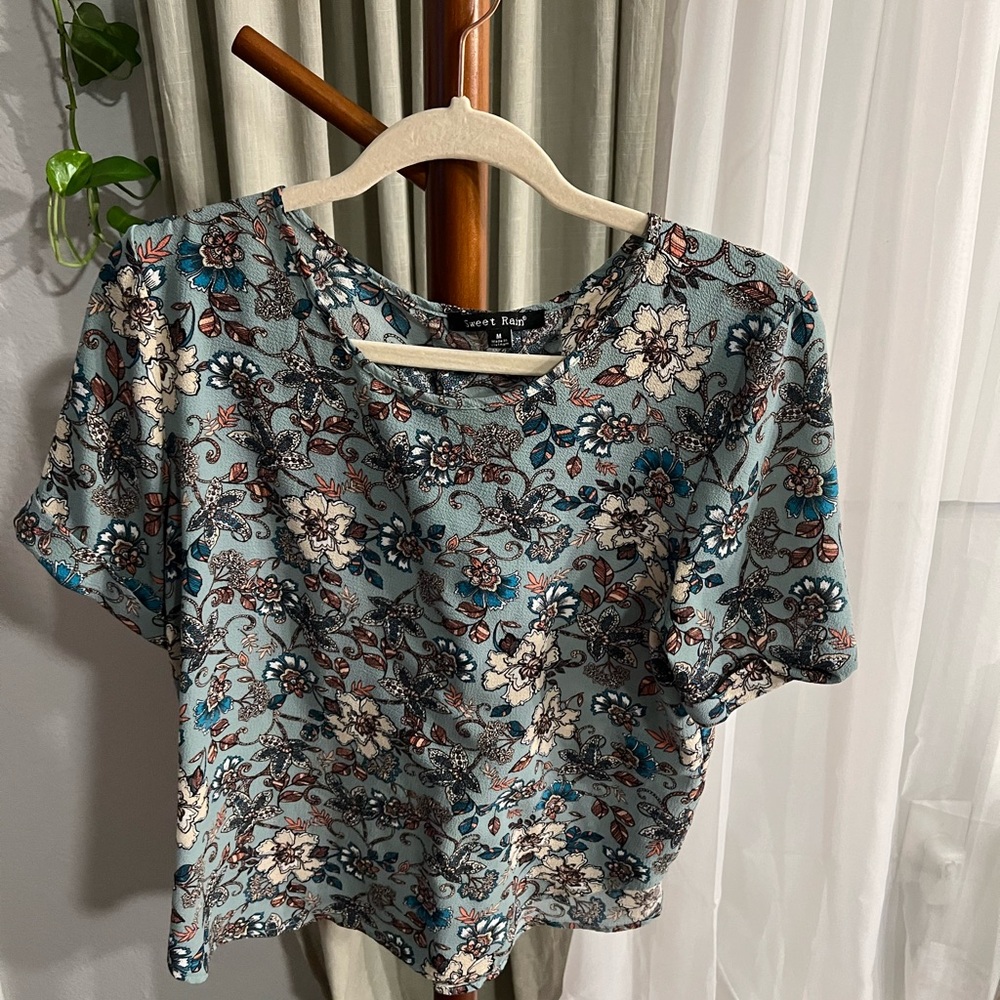 Blue Floral Blouse